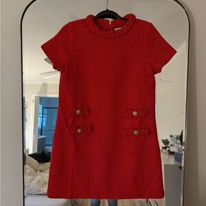 Tuckernuck Jackie Tweed Dress - Red with Gold Buttons- Small